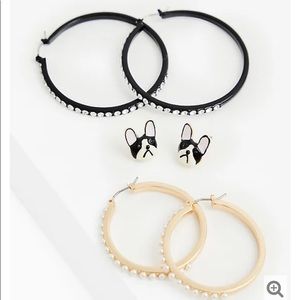 Betsey Johnson Boston Terrier Dog Stud & Hoop Set